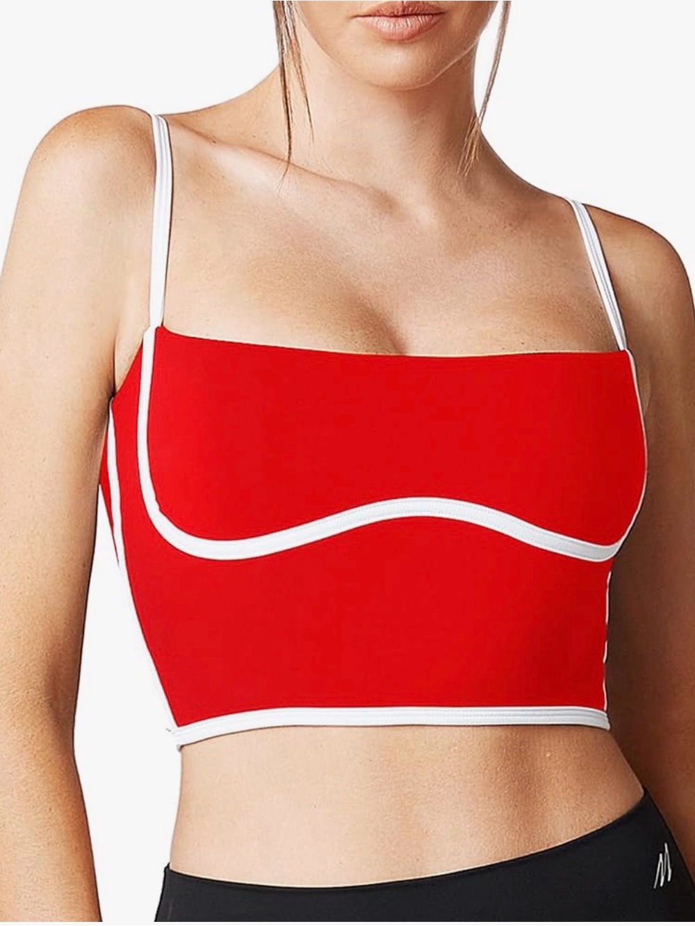 Red Large Spaghetti Strap Padded Sports Bra Tank Tops Workout Bra